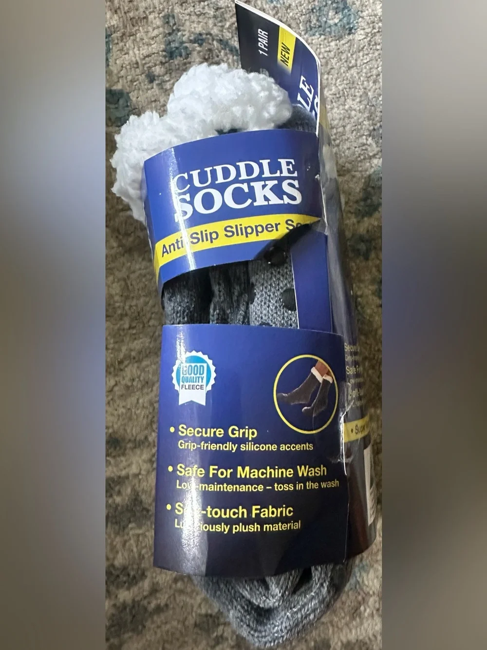 CUDDLE SCOKS - one size fits all-GRAY - Men's Anti-Slip Slipper Socks
